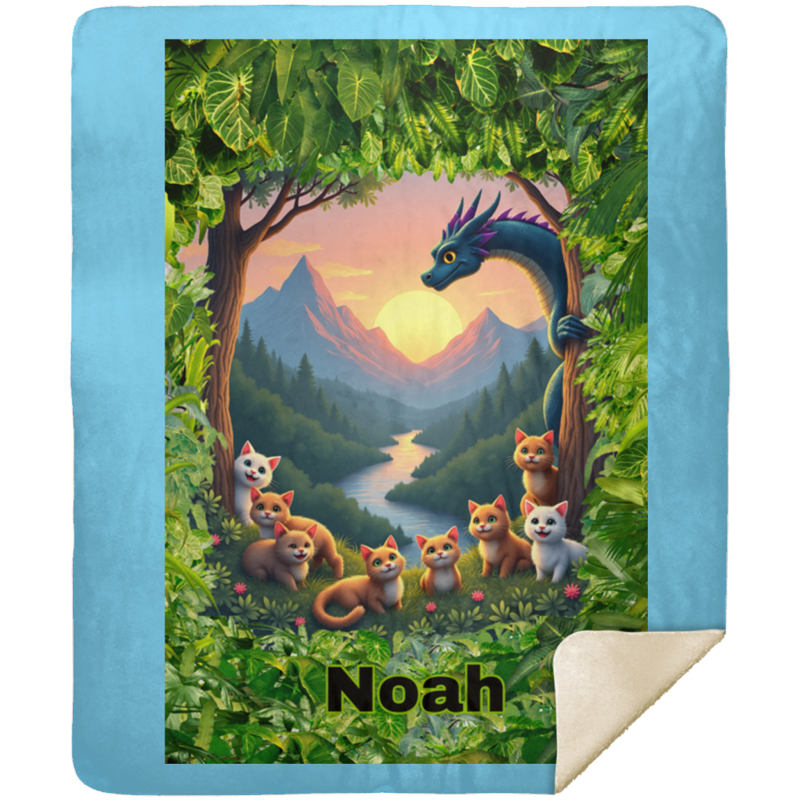 dragon-cat-forest-37x57-personlize MSHM Premium Sherpa Blanket 50x60