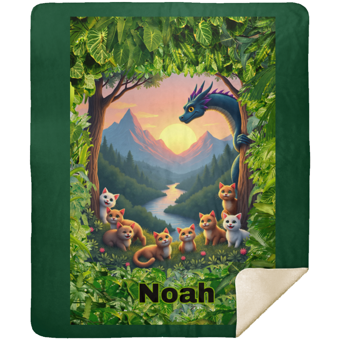 dragon-cat-forest-37x57-personlize MSHM Premium Sherpa Blanket 50x60