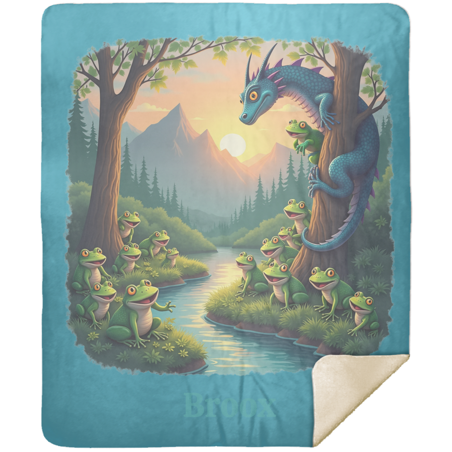 Personalized Dragon and Frog Forest Premium Sherpa Blanket 50x60