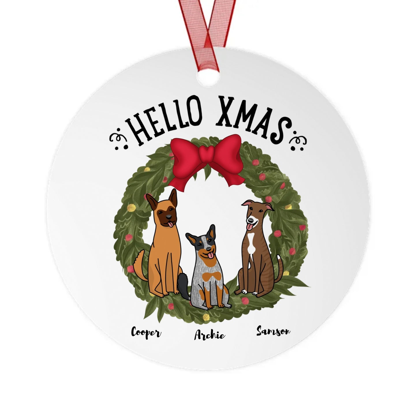 X-Mas Dog Personalized Metal Ornament