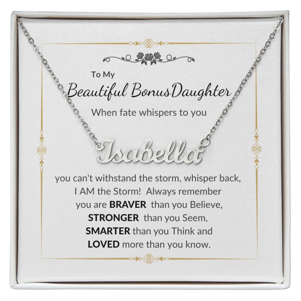 To my Beautiful Bonus Daughter | Celebrate Life | Birthday | Graduation | Custom Name Necklace