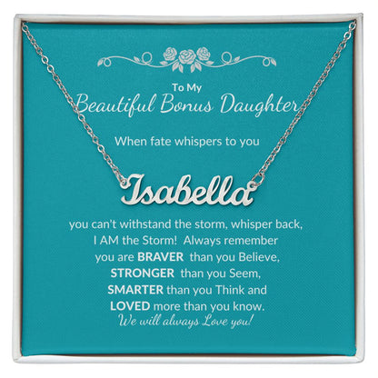Bonus Daughter | Custom Name Necklace | Graduation, Birthday, Easter, Special occasion